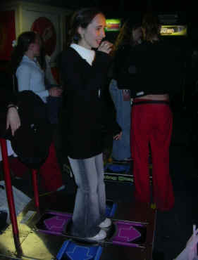 Laura is dancing in the ferry